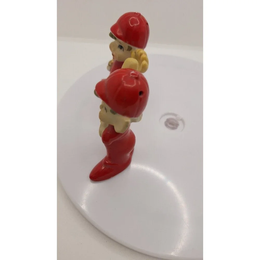 2 Vintage Josef-like Figurine Elves Pixies With Baseball‎ Bat & Glove